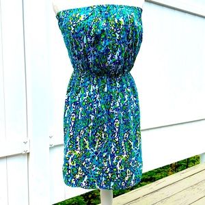 Lilly Pulitzer Strapless Off-shoulder multi colored Dress 100%cotton Size M